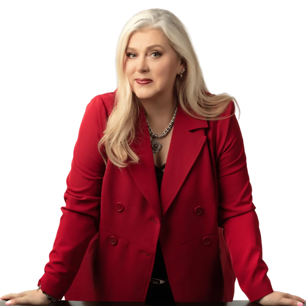 Sheral DeVaughn wearing a red jacket